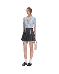 Grey Pleated Mini Skirt