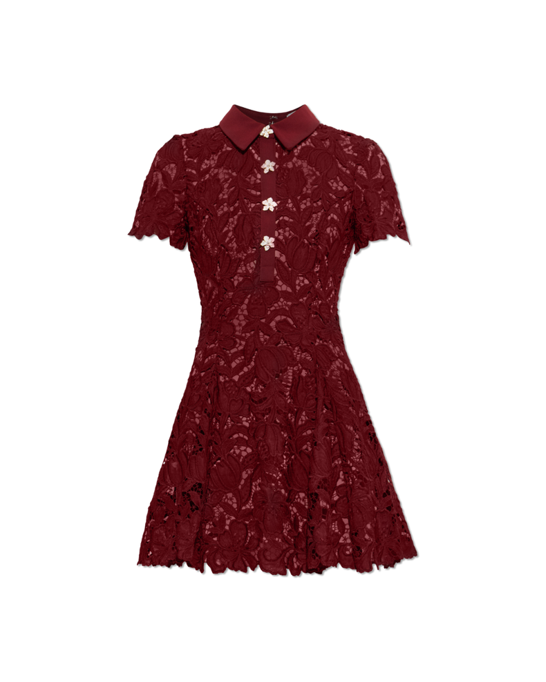 Burgundy Lace Mini Dress