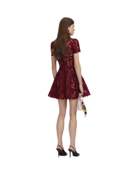 Burgundy Lace Mini Dress