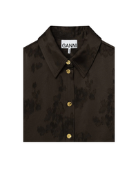 Fluid Satin Jacquard Long Sleeve Shirt