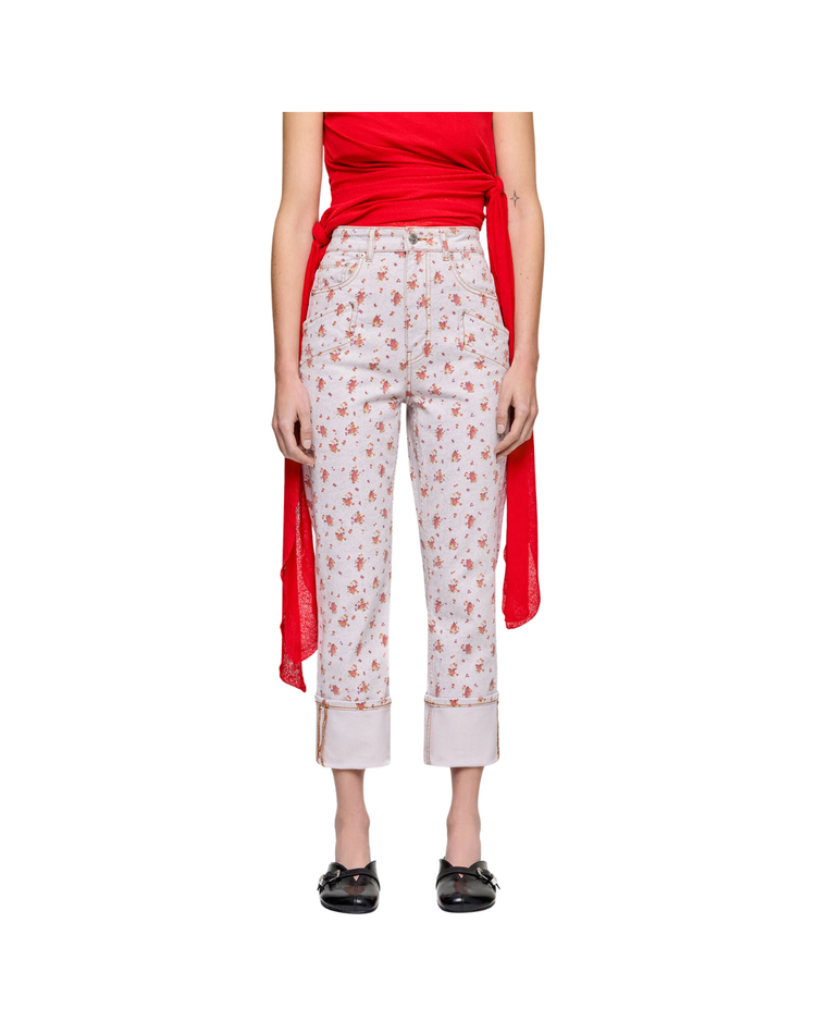 Capri Slim Jeans in Printed Denim