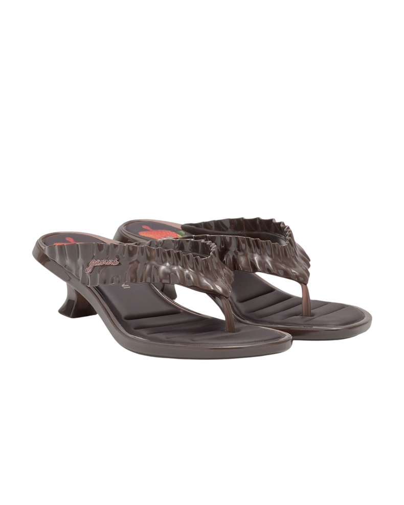 Melissa Thong Kitten Heel in Brown