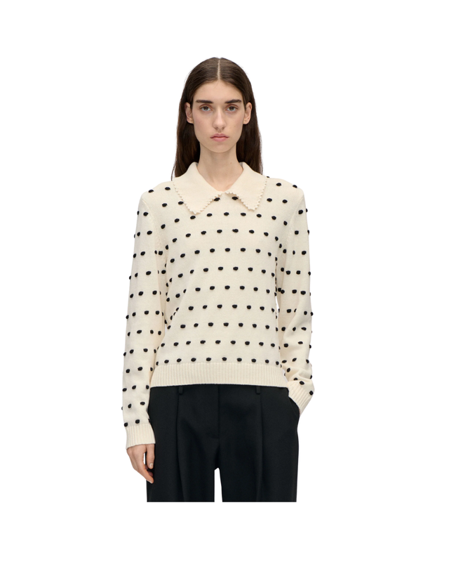 Bobble Polo Collar Sweater