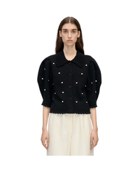 Bobble Knit Polo Cardigan