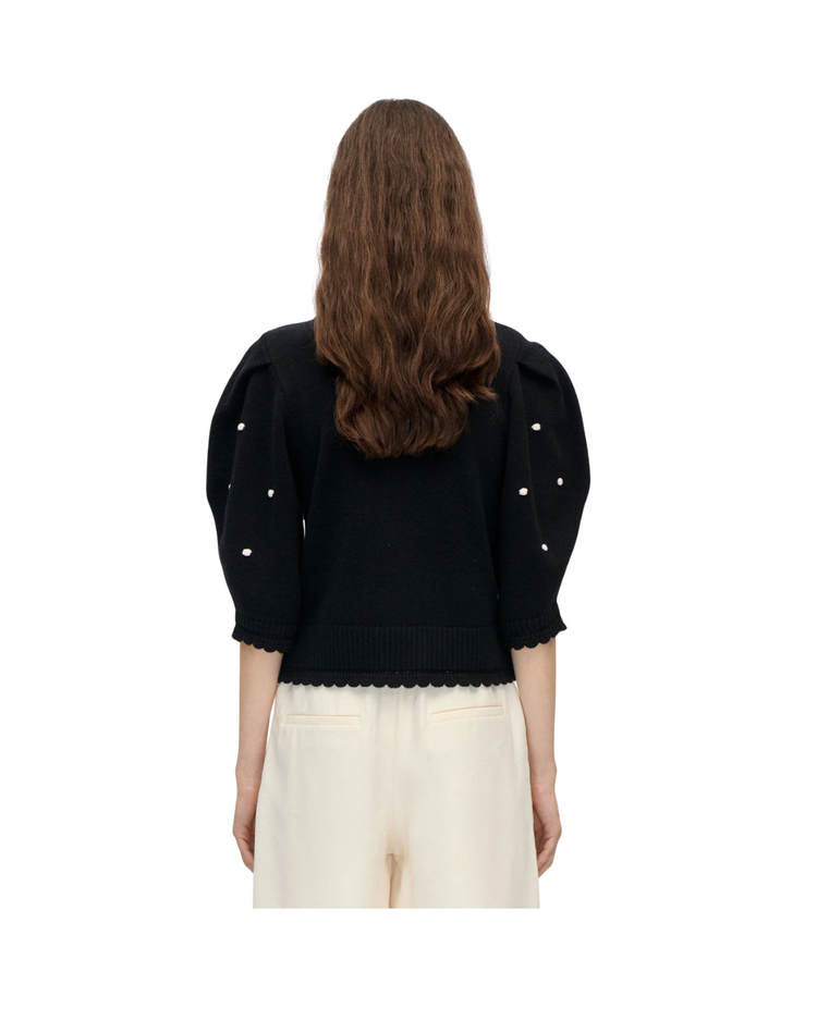 Bobble Knit Polo Cardigan