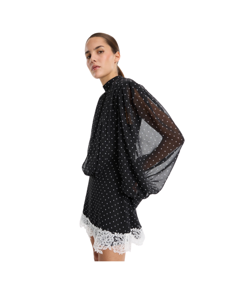 Minidress Ls Lace Detail