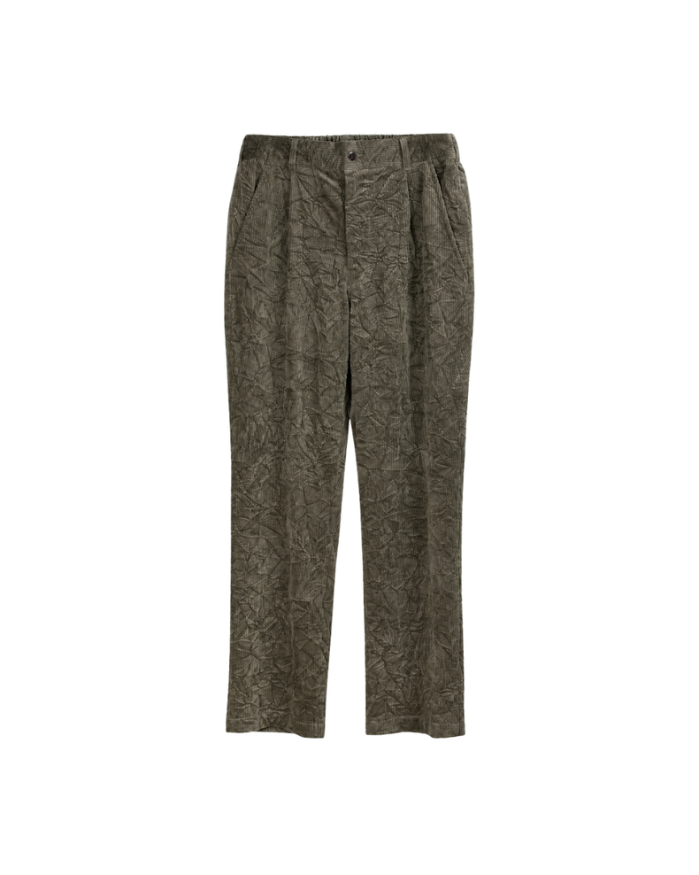 Corduroy Crinkle Single Pleated Pegtop Pants