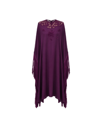 Purple Satin Fringed Kaftan