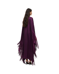 Purple Satin Fringed Kaftan