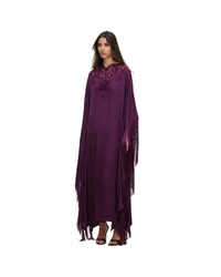 Purple Satin Fringed Kaftan