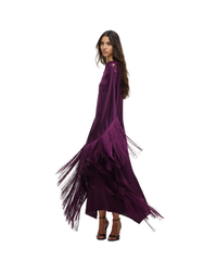 Purple Satin Fringed Kaftan