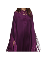 Purple Satin Fringed Kaftan