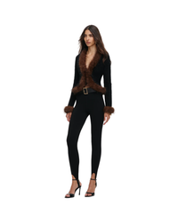 Black Faux Fur Knit Cardigan