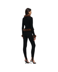 Black Faux Fur Knit Cardigan