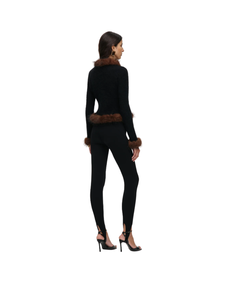 Black Faux Fur Knit Cardigan