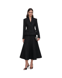 Black Metallic Boucle Midi Dress
