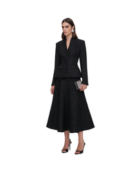 Black Metallic Boucle Midi Dress