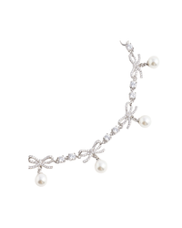 Crystal Bow Pearl Charm Bracelet