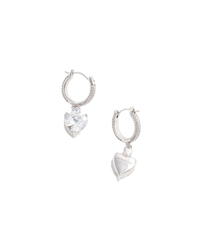 Crystal Heart Dangle Hoop Earring