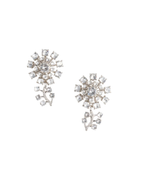 Small Silver Flower Crystal Earrings