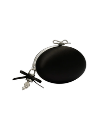 Black Satin Oval Clutch