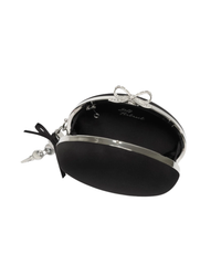 Black Satin Oval Clutch