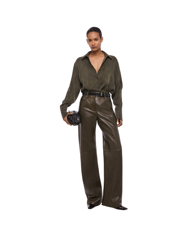 Leather Relaxed Bootcut Pants