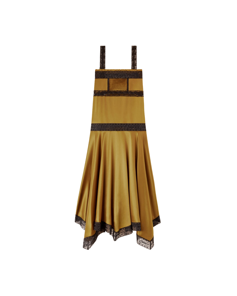 Dress in Green Silk Satin