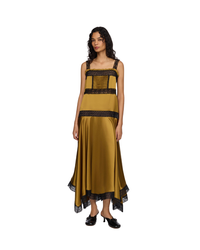 Dress in Green Silk Satin