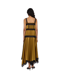 Dress in Green Silk Satin