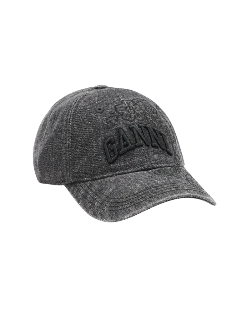 Cap in Embroidered Denim