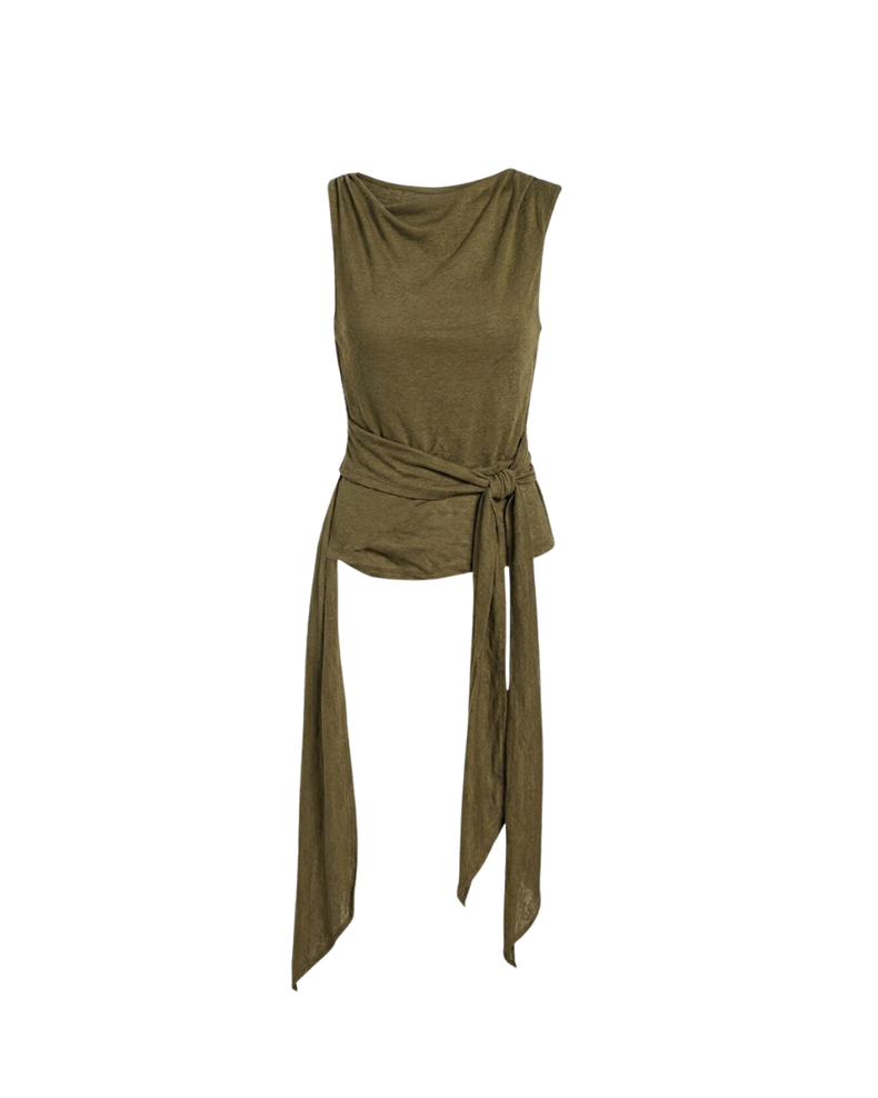 Marl Mesh Tie Knot Tank Top