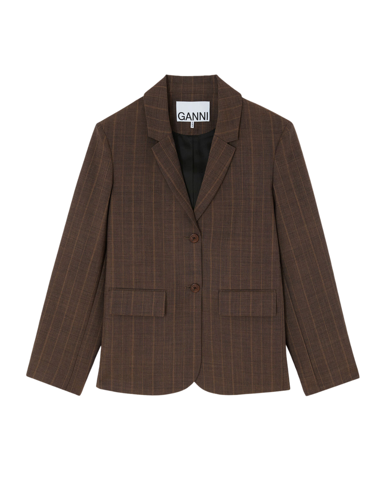 Blazer in Brown Pinstripe Wool