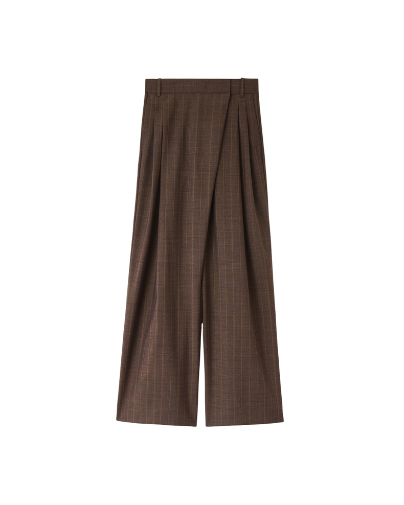 Trousers in Brown Pinstripe Wool