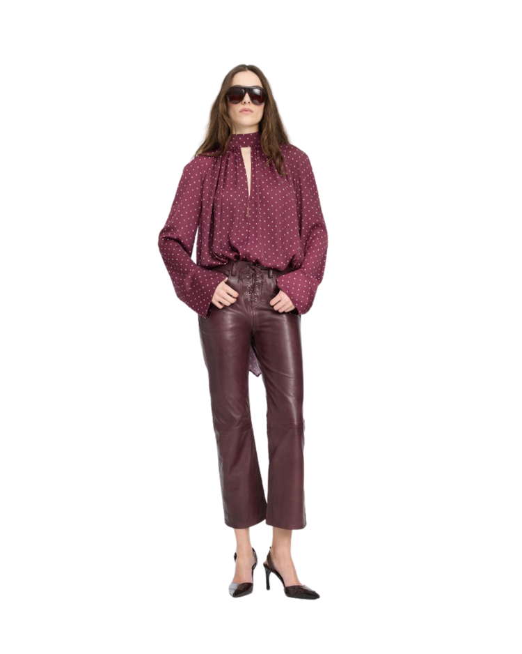 Dot Satin Bow Shirt