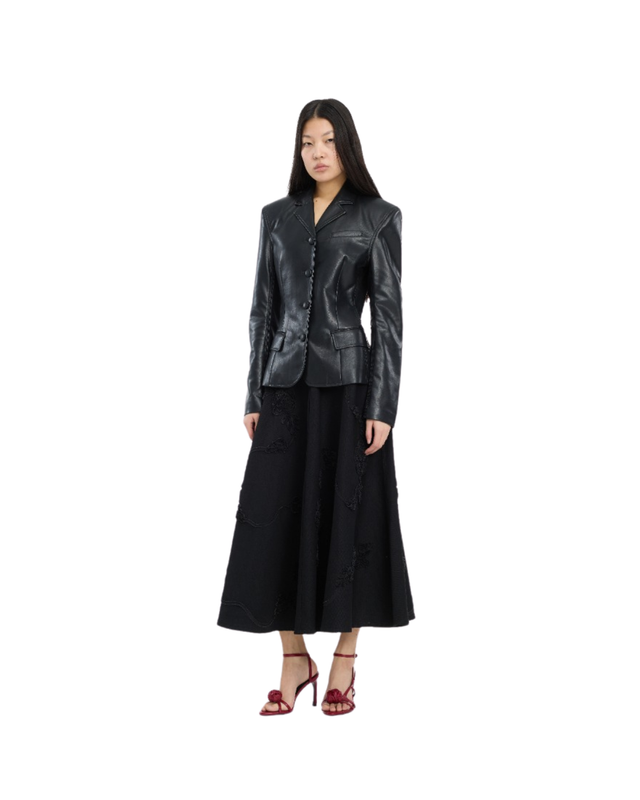 Fitted Leather Blazer