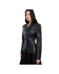 Fitted Leather Blazer
