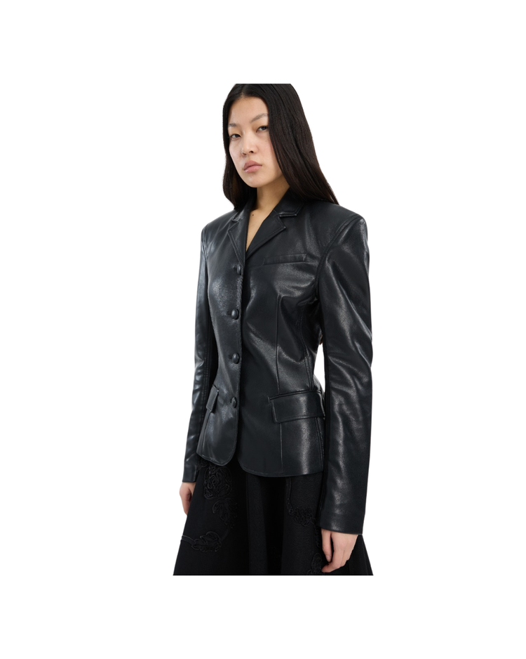 Fitted Leather Blazer