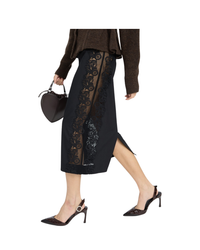Lace Inserted Pencil Skirt
