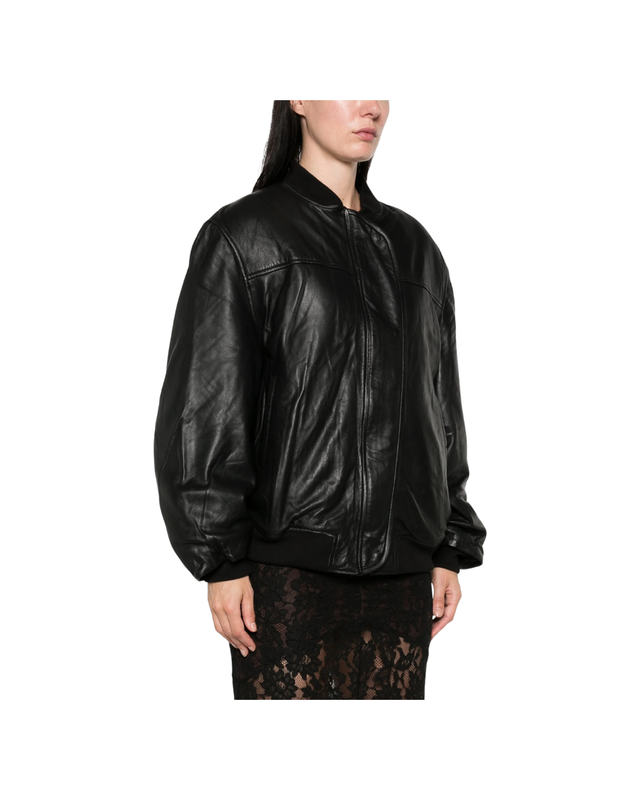 Oversized Leather Bomber