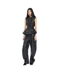 Barrel Leg Leather Pants