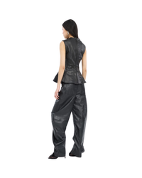Barrel Leg Leather Pants