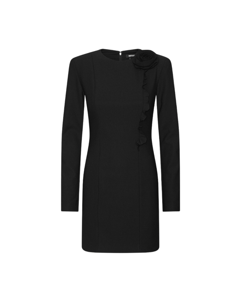 Crepe Mini Long Sleeve Flower Dress