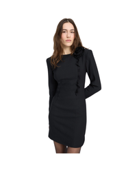 Crepe Mini Long Sleeve Flower Dress