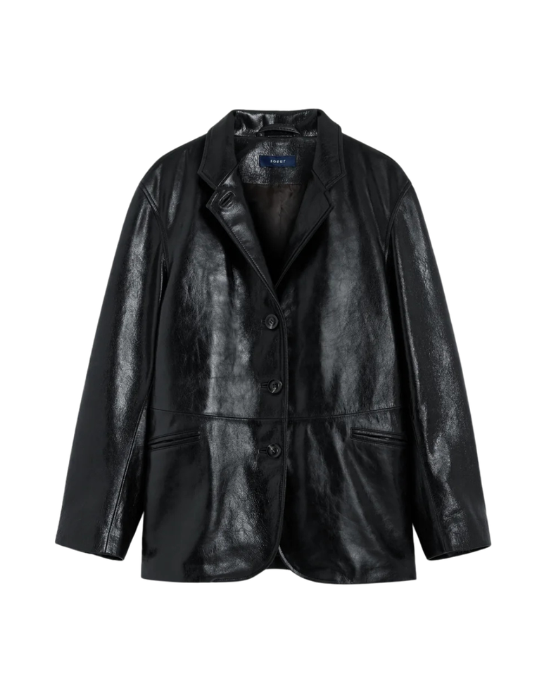 Luciano Aged Glazed Leather Blazer