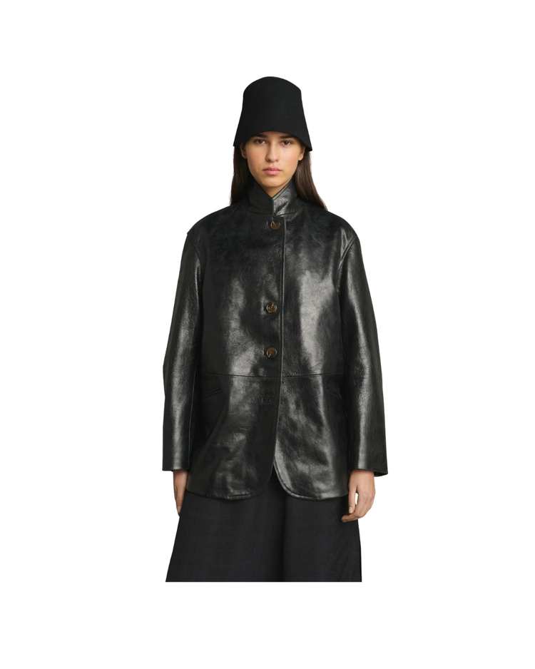 Luciano Aged Glazed Leather Blazer