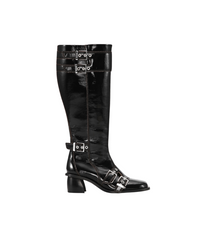 Black Feminine Buckle High Boots