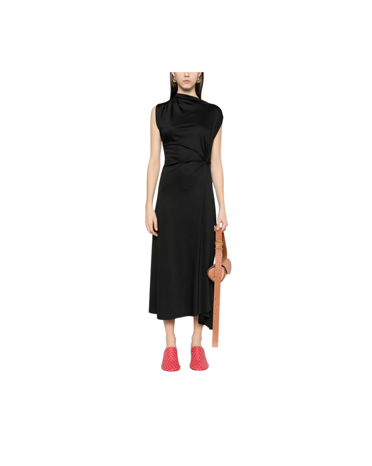 Asymmetric Drape Midi Dress