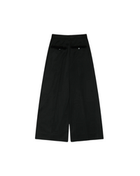 Pleated Wide Leg Trousers W/ Faux Fur Welt Pocket