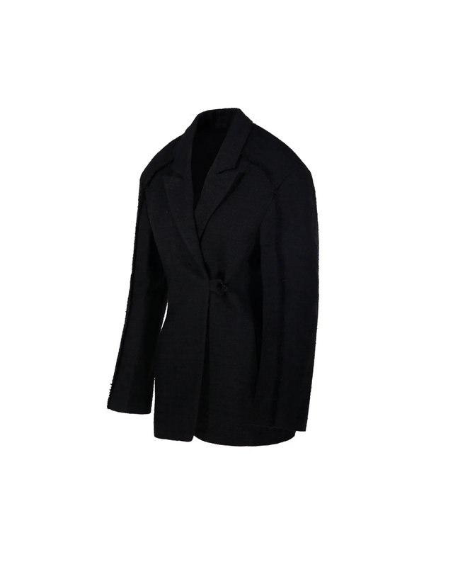 Black Boucle Suiting Blazer